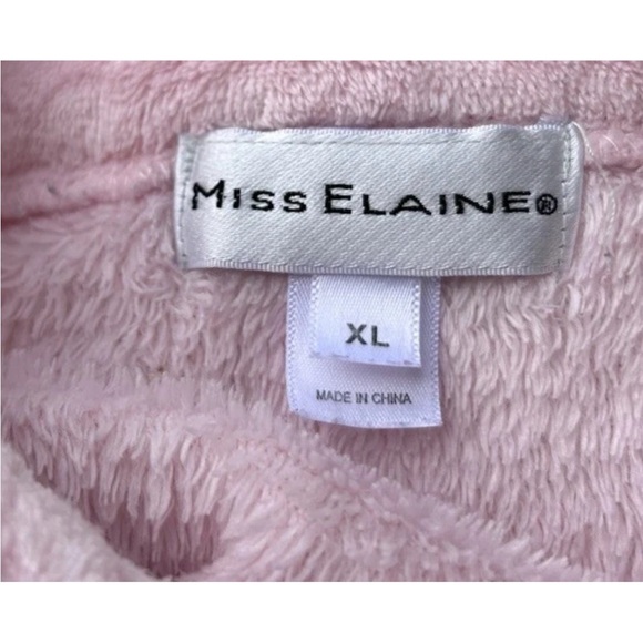 MISS ELAINE Fleece Robe XL Pink Long Sleeves Zip Front Full Length Excellent - Picture 6 of 6